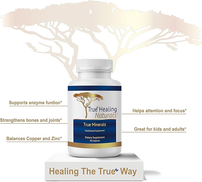 True Healing Naturals - True Minerals Supplement Promotes Gut &amp Heart Health 90 Vegetarian Capsules