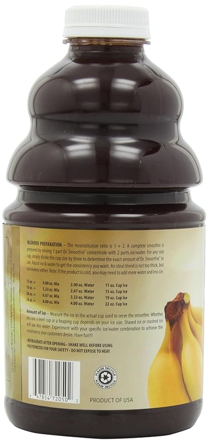 Dr. Smoothie 100% Crushed Fruit Smoothie Blueberry Banana 46-Ounce Bottles (Pack of 2)