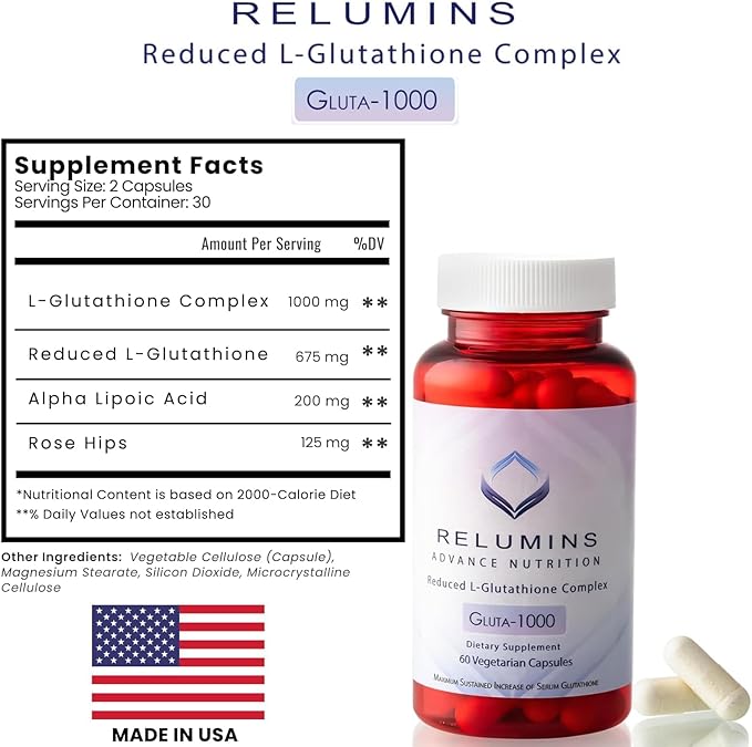 Relumins Premium Collagen &amp Advanced Gluta-1000 Bundle - 10 Sachets of Marine Collagen (Vanilla Flavor) + 60 Vegetarian Capsules - Supports Healthy Radiant Skin