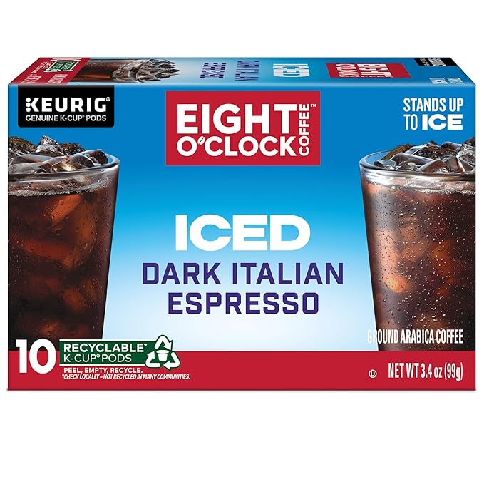 Eight O'Clock Coffee ICED Dark Italian Keurig Single-Serve K-Cup Pods Dark Roast Iced Coffee 60 Count (6 Packs of 10)