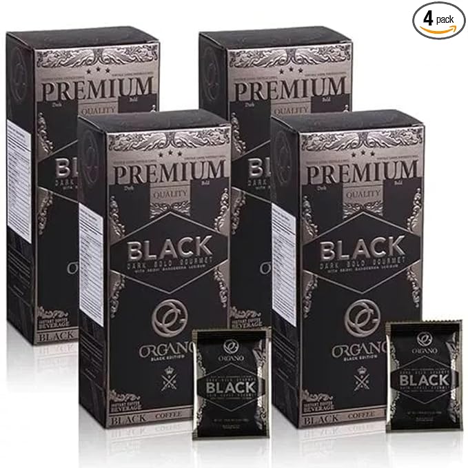 ORGANO 4 Boxes Gourmet Black Coffee 100% Certified Ganoderma Lucidum (120 Sachets)