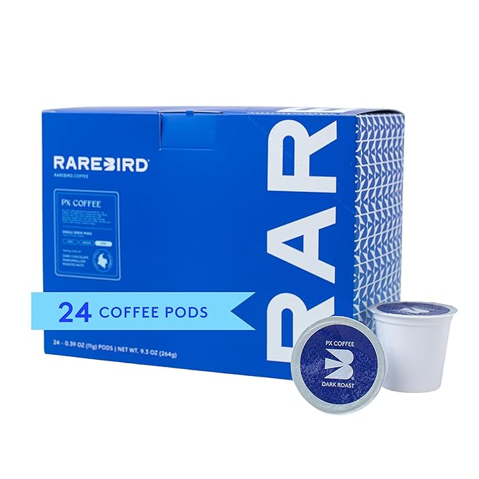 Rarebird Px Coffee Pods (Dark Roast) | Compatible with K-Cup® Brewers | Jitter-Free Energy Refined Focus Sleep-Friendly | Coffee Made with Paraxanthine Instead of Caffeine 24 Count