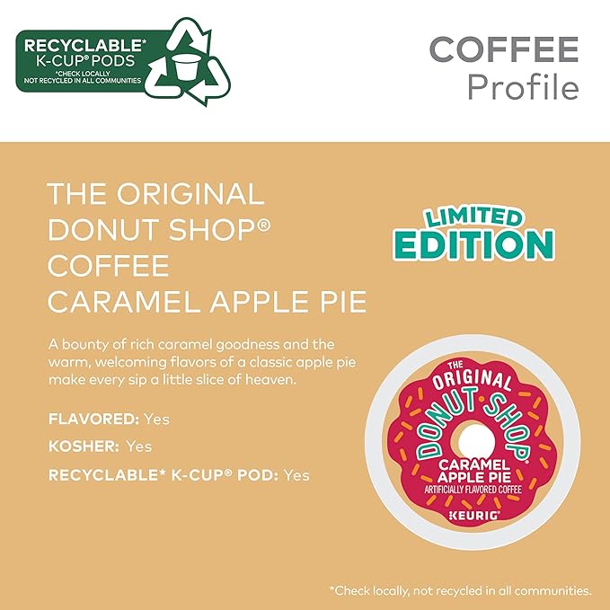 The Original Donut Shop Caramel Apple Pie Coffee Keurig K-Cup Pod Light Roast 60 Count
