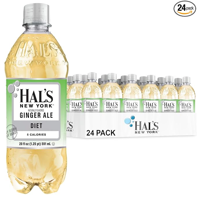 Hal's New York Diet Ginger Ale 20 Fl Oz Bottles (Pack of 24)