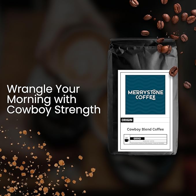 Merrystone Bold Cowboy Blend Dark &amp Medium Roast Roasted to Order 5 Lb Espresso Grind