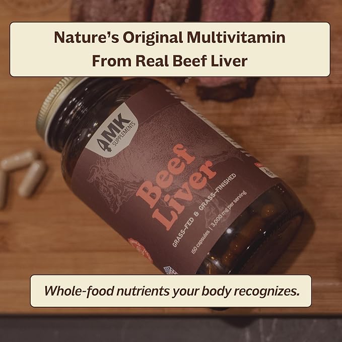 MK Supplements Grass Fed Beef Liver Supplement Supports Energy Production Detoxification Digestion Immunity and Full Body Wellness Non-GMO Freeze Dried 30 Servings (3000 mg Each)