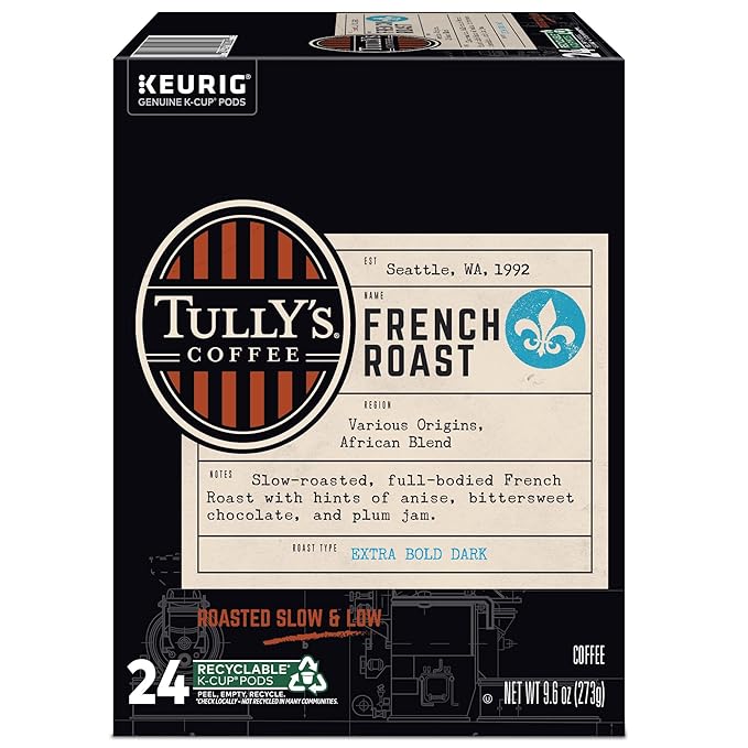 Tully's Coffee French Roast Keurig Single-Serve K-Cup Pods Dark Roast 96 Count