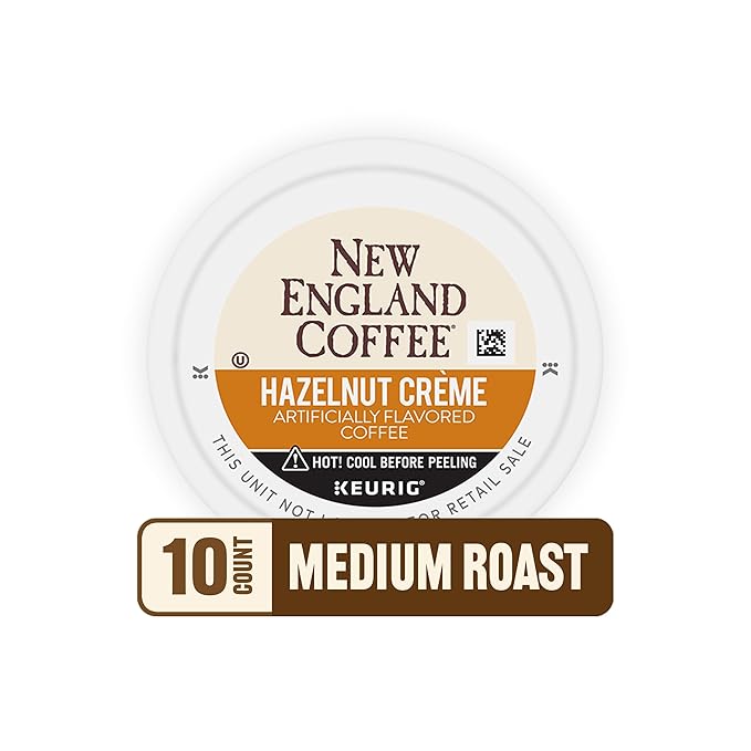 New England Coffee Hazelnut Crème Medium Roast Single Serve Pods 10ct Box (Pack of 2)
