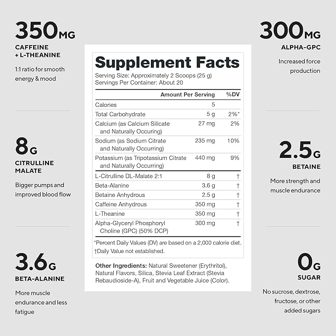 LEGION Pulse Pre Workout Supplement - All Natural Nitric Oxide Preworkout Drink to Boost Energy Creatine Free Naturally Sweetened Beta Alanine Citrulline Alpha GPC (Fruit Punch)