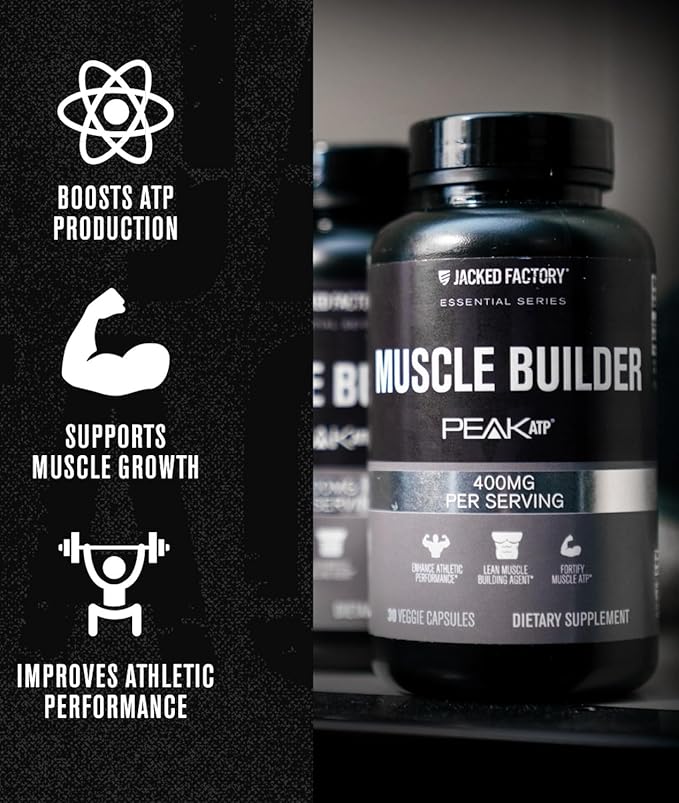 Jacked Factory Build PM Night Time Muscle Builder &amp Sleep Aid (60 Capsules) &amp Essentials Muscle Builder - Daily Strength Builder for Men with Peak ATP (30 Capsules)