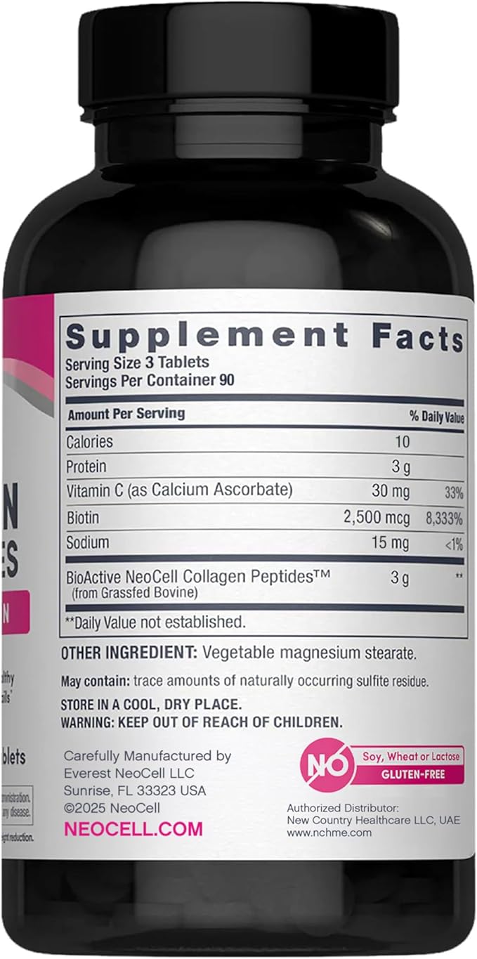 NeoCell Collagen Peptides Pills | 270 Caplets | with Vitamin C and Biotin | Grass Fed Bovine | Hair Skin &amp Nails | for Women and Men