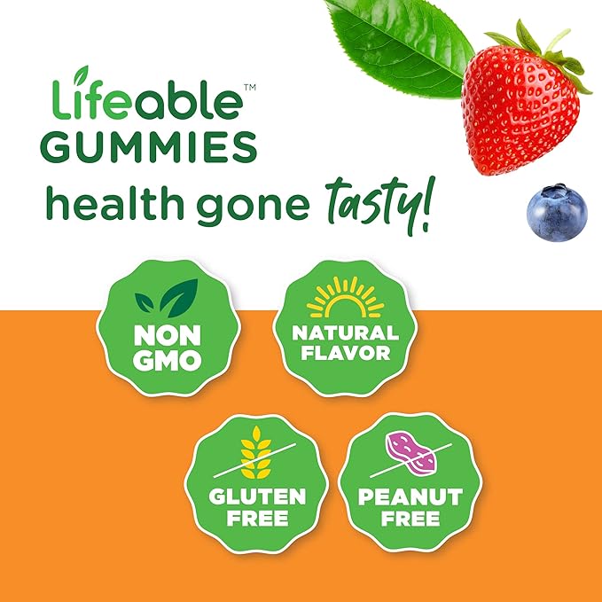 Lifeable Collagen &amp Vitamin C + Zinc 50mg Gummies Bundle - Great Tasting Vitamin Supplement Gluten Free GMO Free Chewable Gummy