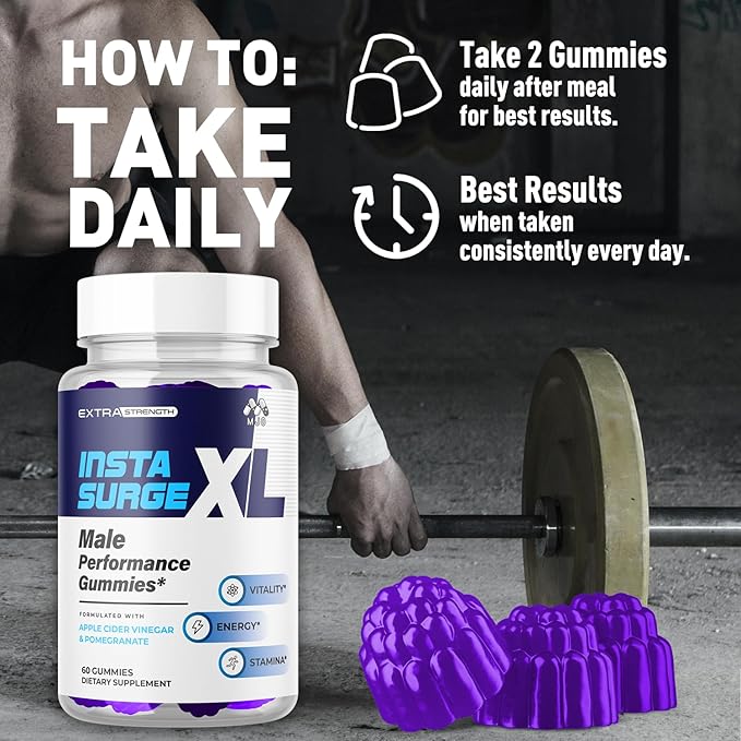 (2 Pack) Insta Surge XL Gummies Official InstaSurge XL Gummys with All Natural Ingredients Insta SurgeXL Advanced Formula Health Supplement Max Strength Active Lifestyle Multivitamin (120 Gummies)