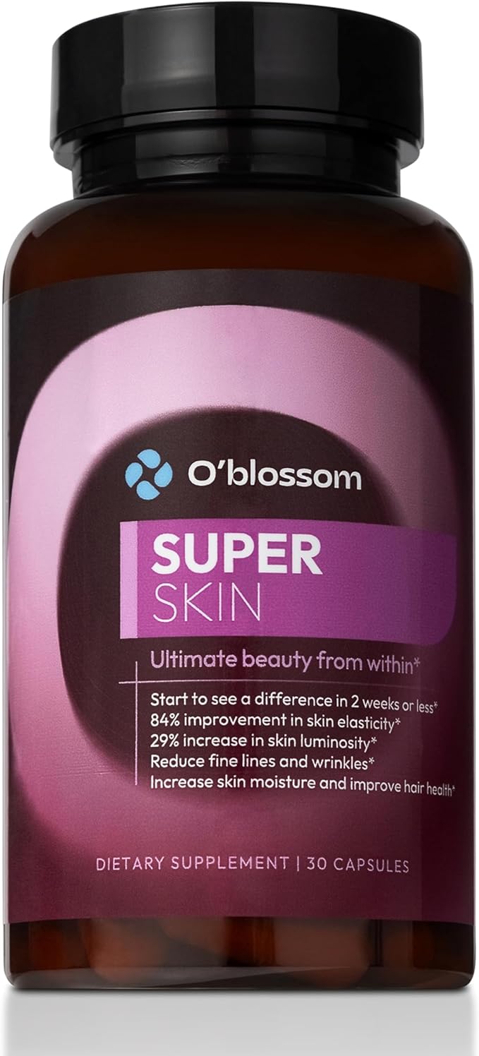 O'blossom Super Skin Beauty Supplement with SkinAx2 - Clinically Proven Best Sellers for Super Youth: Boosts Elasticity by 84% Reduces Wrinkle Depth by 18% Increases Collagen Production by 34%