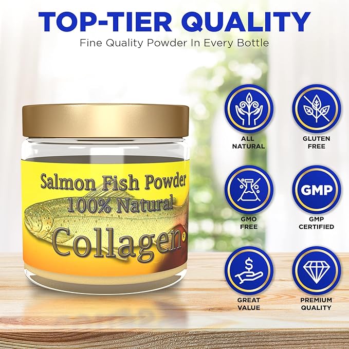 Salcoll Collagen - 100% Natural Bioactive Marine Collagen Powder - Unflavored Kosher can Help Bone Joint Skin Hair Health 1.23 Ounce One Month Supply