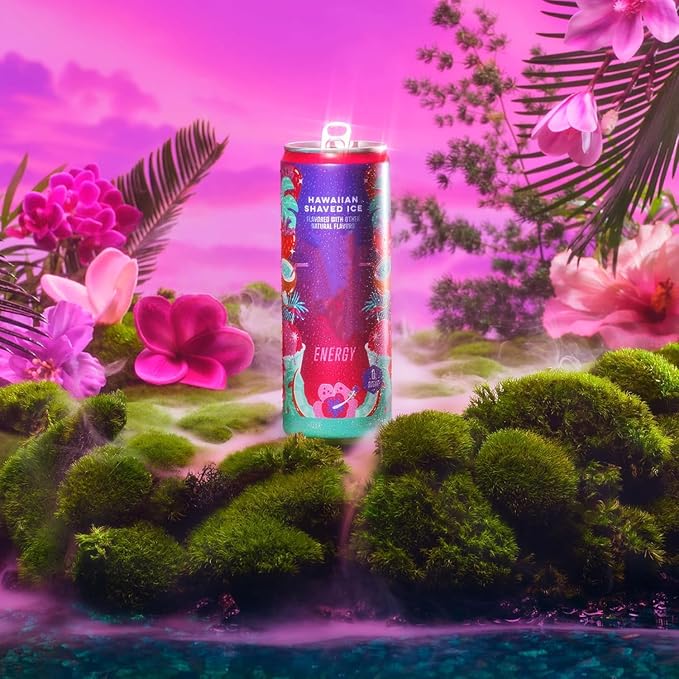 New Alanni Energy Drink Assorted 6 Pack – Cotton Candy Pink Slush &amp Hawaian Shaved Ice Flavors – Sweet Refreshing Powerful Energy Boost Drinks Zero Sugar 12 fl oz Cans