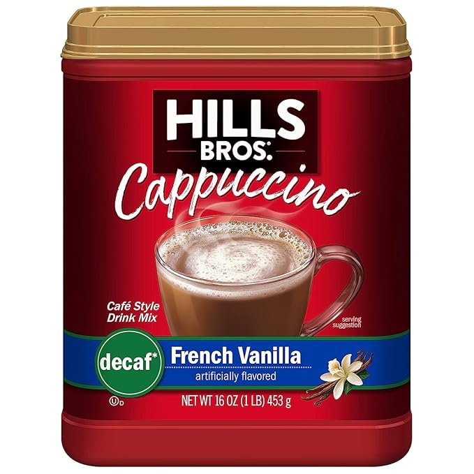 Hills Bros. Cappuccino Variety Pack - French Vanilla &amp Decaf French Vanilla (2 Each / 16oz)