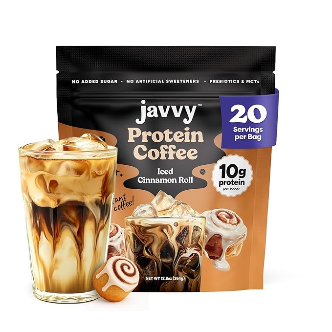 Iced Cinnamon Roll Protein Iced Coffee - Premium Whey Protein &amp Instant Iced Coffees - 100% Natural Cold Brew - Zero Artificial Flavors &amp Sweeteners 80 mg Caffeine No Added Sugar 20 Serving