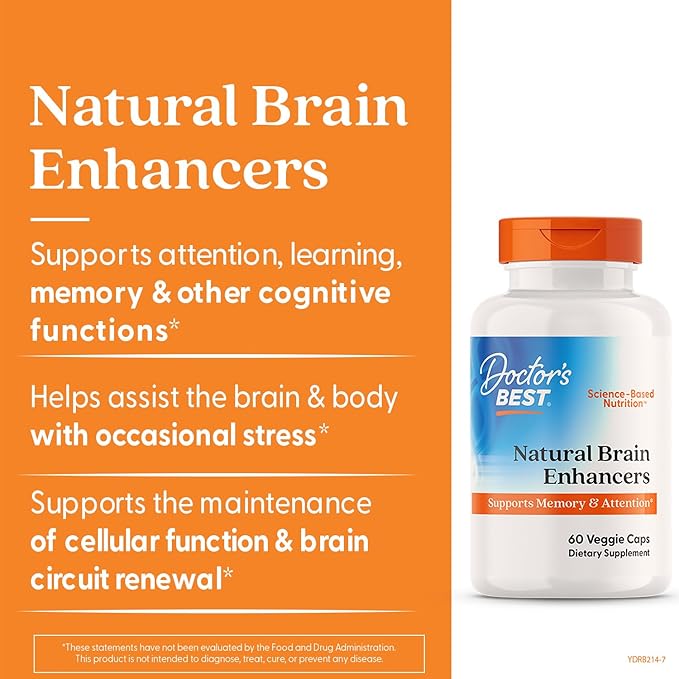 Doctors Best Natural Brain Enhancers with AlphaSize + SerinAid Supports Memory &amp Attention Non-GMO Gluten Free Vegan 60 Veggie Caps