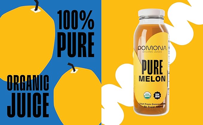 Pomona Organic Juices Pure Melon Juice Cold Pressed Organic Juice Non-GMO No Sugar Added Not from Concentrate Gluten Free Kosher Certified Preservative Free 8.4 Ounce (Pack of 12)