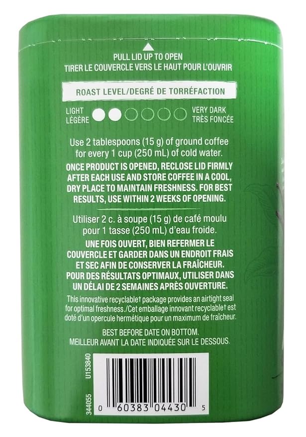 President's Choice Naturally Flavoured Decaffeinated Hazelnut Vanilla Coffee 250g/8.75 oz. Box (Imported from Canada)