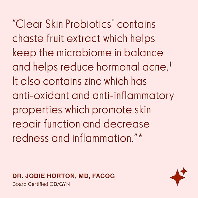 Love Wellness Clear Skin Probiotic | Clear Up Hormonal Acne Pimples Redness &amp Pore Minimizer | Skin Care with Zinc Bifidobacterium Longum &amp Chaste Tree Fruit Extract | Acne Treatment | 30 Co