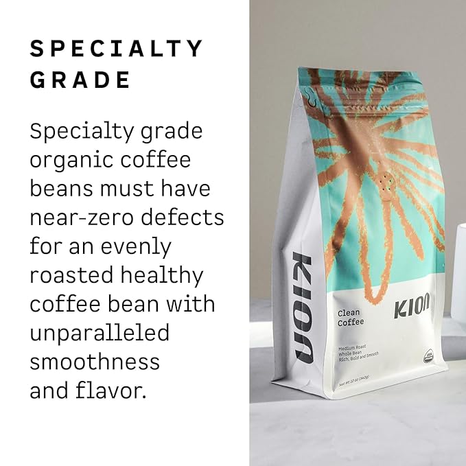 Kion Organic Whole Bean Coffee Tested for Toxins Ethically Sourced Rich Bold and Smooth Medium Roast 12 Oz (3 Pack)
