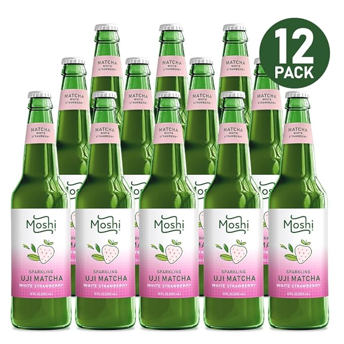 Moshi Sparkling Drinks - White Strawberry Matcha (12 Bottles)
