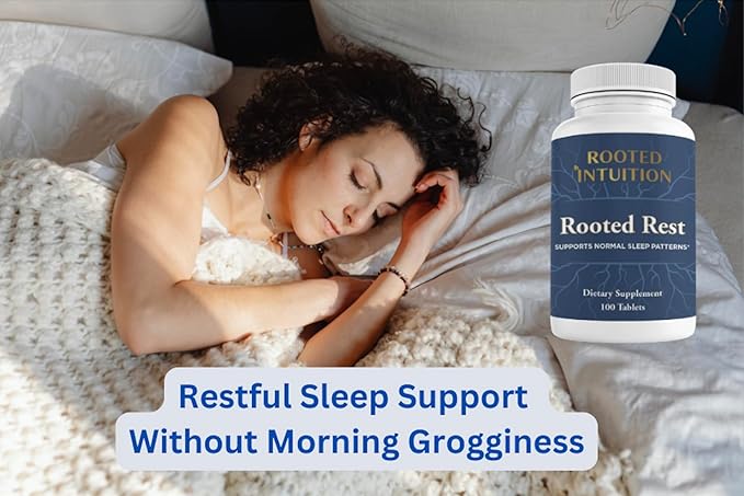 Rooted | Natural Sleep Supplement for Adults - Magnesium Sleep Aid Natural Supplement - Calming with GABA Chamomile &amp Lemon Balm | Relaxation &amp Sleepaid | Rooted Rest | 100 Tablets