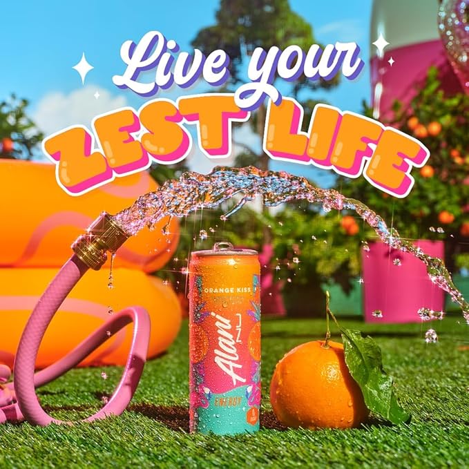 Alani Nu ORANGE KISS Ice Sugar Free Low Calorie Energy Drinks | 200mg Caffeine | Antioxidants | Biotin B Vitamins | Zero Sugar | 15 Calories or Less | 12 Oz Cans | 24 Count