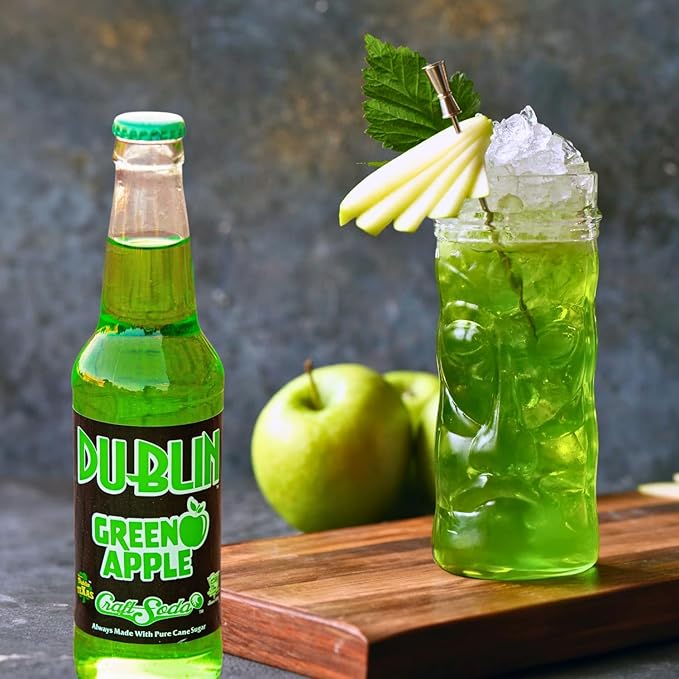 Dublin Bottling Works Craft Soda Pure Cane Sugar Made in Texas – Assorted 12-Pack – Premium Small-Batch Soda Gluten-Free Retro Artisanal Beverages (12 Pack Green Apple)