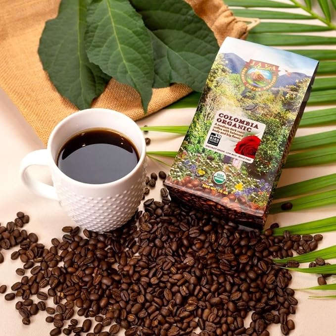Low Acid Organic Coffee – Whole Bean Mold-Free &amp Stomach Friendly by Java Planet Colombian Single Origin Medium Dark Roast Smooth Full Flavored 5LB Bag