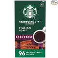 Starbucks VIA Instant Coffee Packets Single Serve Dark Roast Coffee Italian Roast 96 Packets