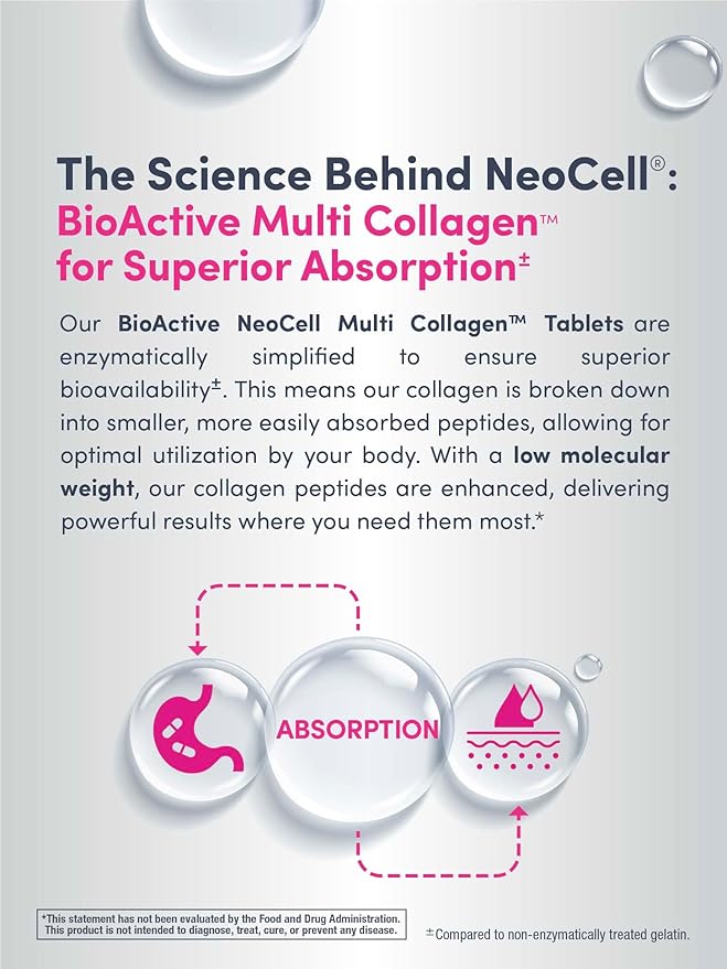 NeoCell Super Multi Collagen Peptides | 120 Tablets | 10 Types of Collagen | Skin Hair and Nails | Beauty Supplement | For Men and Women