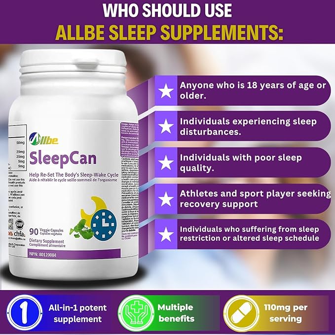 SleepCan Capsules 5mg Melatonin with Phosphatidylserine and L-Theanine 2 Packs of 90 Sleep-Wake Cycle Support Supplements Serving Size: 1 Capsule Once Daily