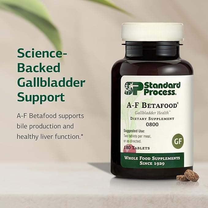 Standard Process A-F Betafood - Support Gallbladder Health &amp Liver Care - Aids Lipid Metabolism &amp Bowel Functioning with Vitamins A &amp B6 - Gluten-Free Non-Dairy &amp Non-Soy - 180 Tablet