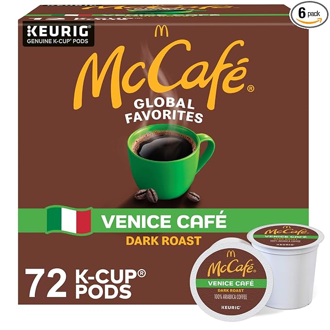 McCafe Venice Cafe Single Serve Coffee Keurig K-Cup Pods Dark Roast Coffee 72 Count