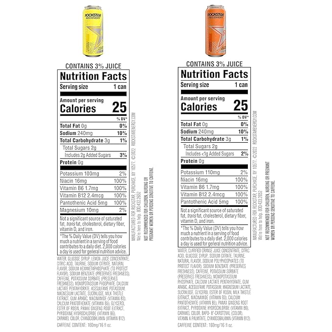 Recovery Energy Drink with Caffeine Taurine and Electrolytes 2 Flavor Variety Pack 16oz (12 Pack)