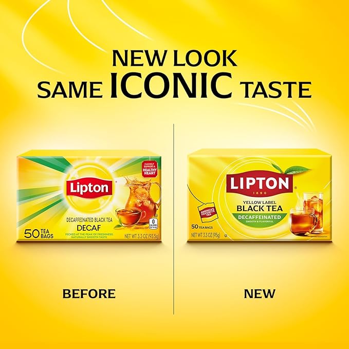 Lipton Decaf Black Tea Bags Hot or Iced Tea 600 Total Bags (50ct - Pack of 12)