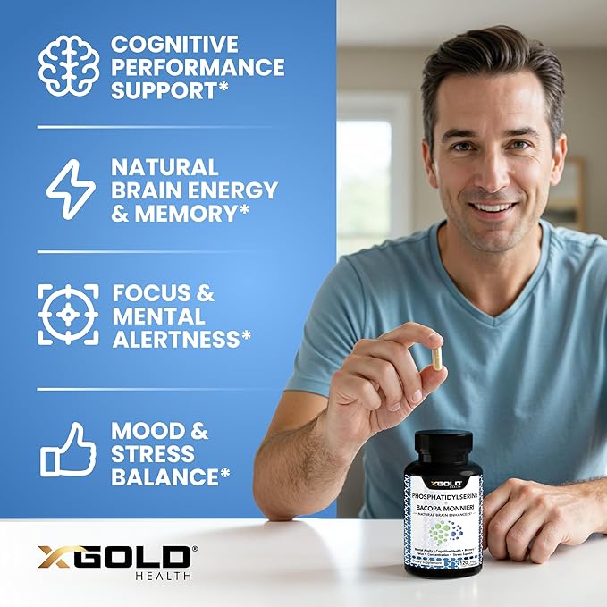PhosphatidylSerine &amp Bacopa Monnieri 800 mg 2 in 1 Supplement - Natural Brain Enhancer/Nootropic for Enhanced Focus and Concentration Memory Support &amp Cognitive Function - 120 Vegetarian Cap