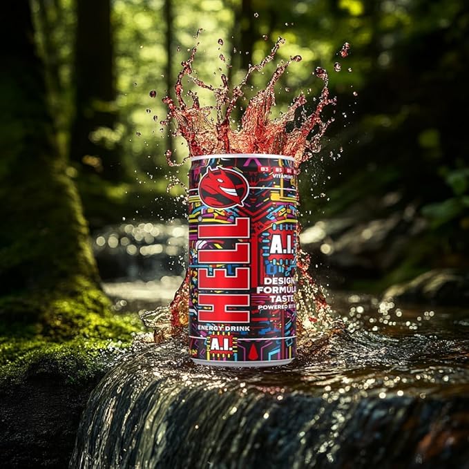 HELL A.I. Energy Drink | 32 mg/100 ml Caffeine | Vitamins B3 B5 B6 B12 | No Preservatives | Environmentally Friendly Packaging | 24 x 250ml | Compatible with HELL Energy