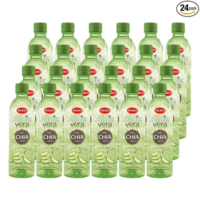 ALEO 0.5L Premium CHIA Aloe Vera Drink - Natural No Preservatives No Artificial Colors Superior Taste Award 2025