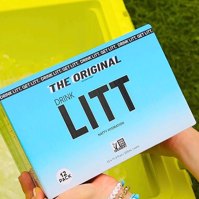 DRINK LITT THE ORIGINAL | 100% Pure Coconut | Natty Hydration | Natural Electrolytes | B Vitamins | 11 oz (Pack Of 12)