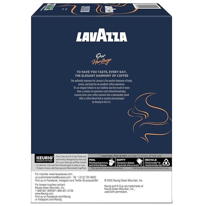 Lavazza Super Crema Single Serve Keurig K-Cup Pods Medium Espresso Roast Coffee 88 Count (4 Packs of 22)