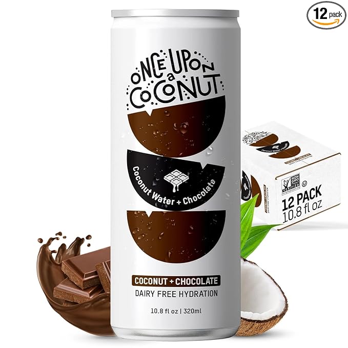 Once Upon a Coconut Premium Coconut Water - Low Calorie All-Natural Drink with Electrolytes - Non-GMO - Gluten-Free - 10.8 Fl Oz (Pack of 12)
