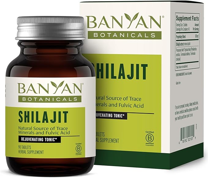 Banyan Botanicals Organic Shilajit – Pure Himalayan Mineral Pitch Supplement – Natural Source of Fulvic Acid &amp Trace Minerals for Energy Detox &amp Healthy Aging – 90 Tablets – Sustainably Sourc
