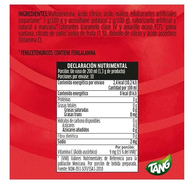 Generic Manzana Apple TANG No Sugar Needed Makes 2 Liters Of Drink Mix 12 Pack by Border Merchant
