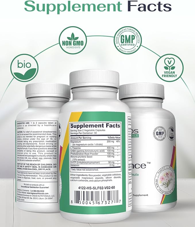 Sleep Advance - Restful Sleep Formula - 60 Capsules - Natural Sleep Aid with Magnesium Melatonin L-Theanine &amp More - Non-Addictive Stress Relief Formula for Deep Sleep