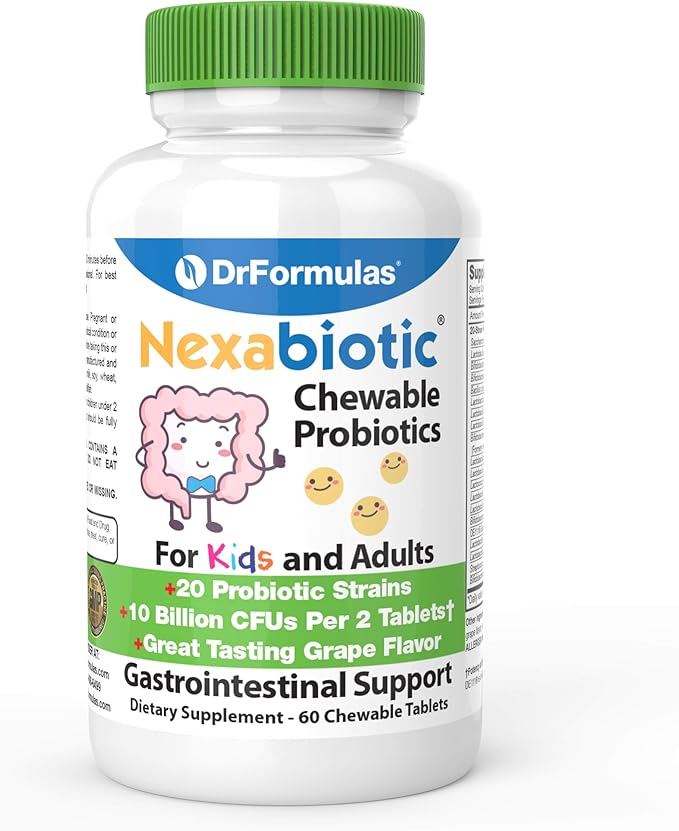 DrFormulas Chewable Probiotics for Kids &amp Adults | for Oral Dental Health Bad Breath &amp Better Digestion 20 Multi Strain - S boulardii Lactobacillus plantarum and Bifidobacterium infantis 6
