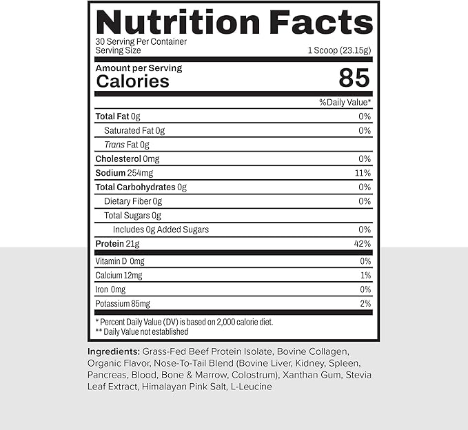 Noble Grass Fed Beef Protein Powder | Beef Protein w/Collagen Colostrum Organ Blend | Carnivore Keto Friendly | Whey Gluten Free | Muscle Gut Health Skin Joint Support | 30 Servings Vanilla